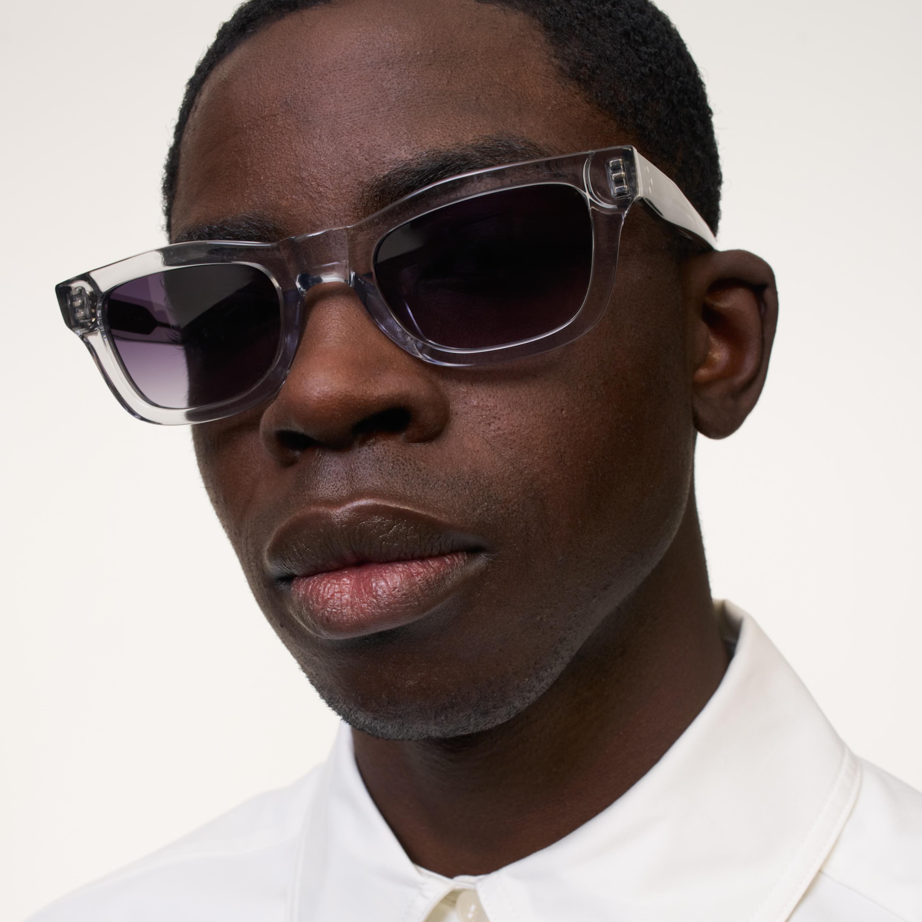 Ace & Tate Sunglasses | Rectangle Acetate in Clear, Grey